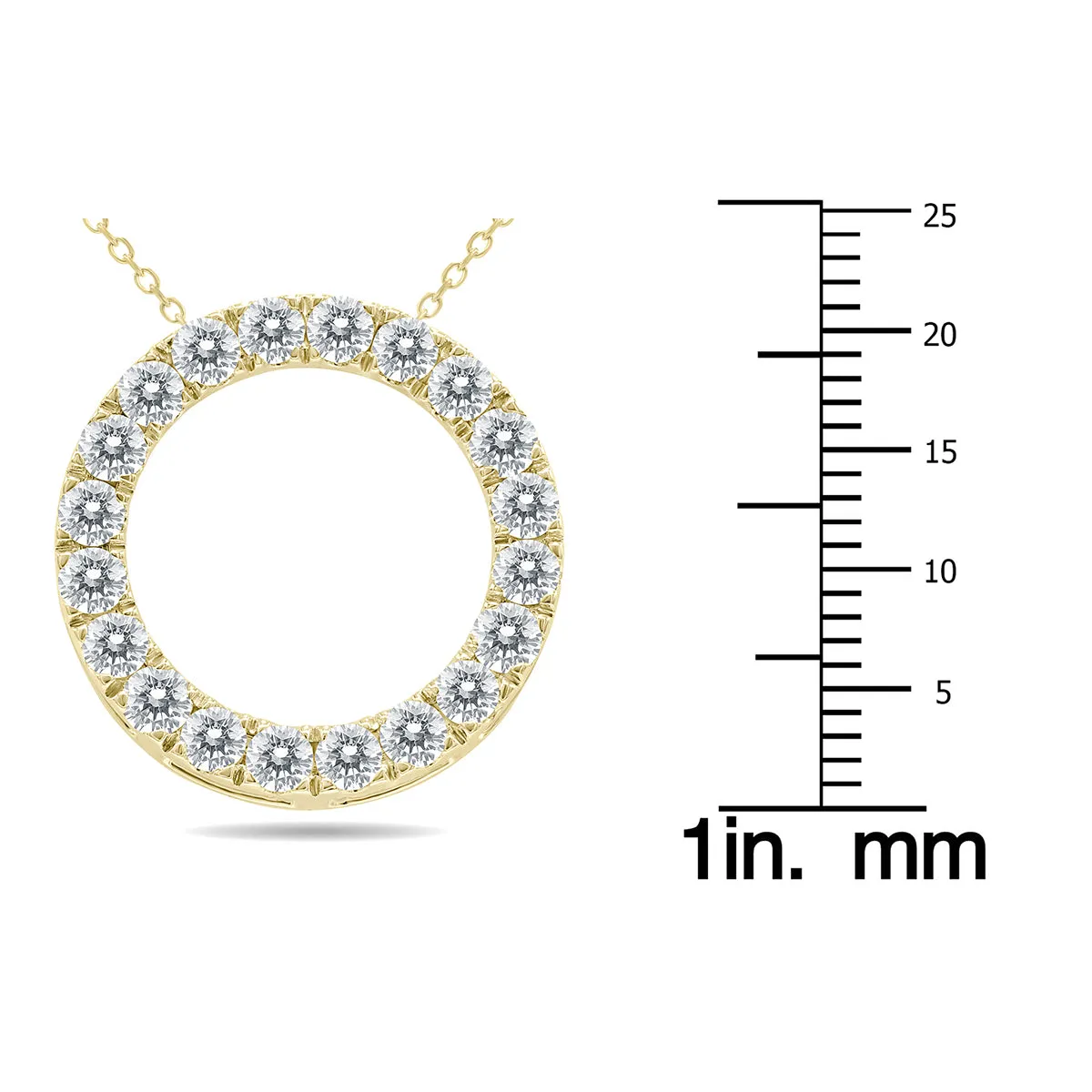 1 1/2 Carat Tw Diamond Circle Pendant In 10K Yellow Gold