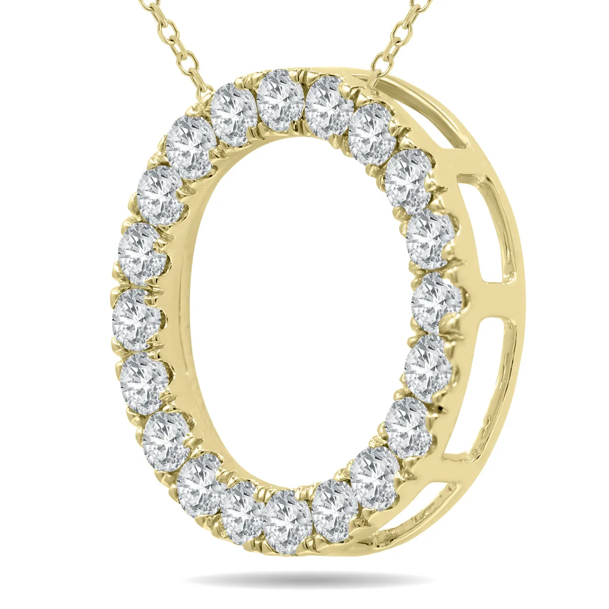 1 1/2 Carat Tw Diamond Circle Pendant In 10K Yellow Gold