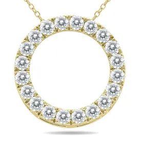 1 1/2 Carat Tw Diamond Circle Pendant In 10K Yellow Gold