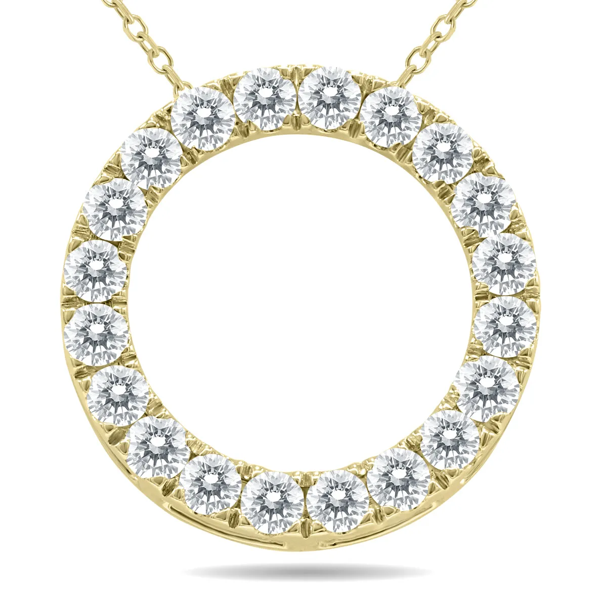 1 1/2 Carat Tw Diamond Circle Pendant In 10K Yellow Gold