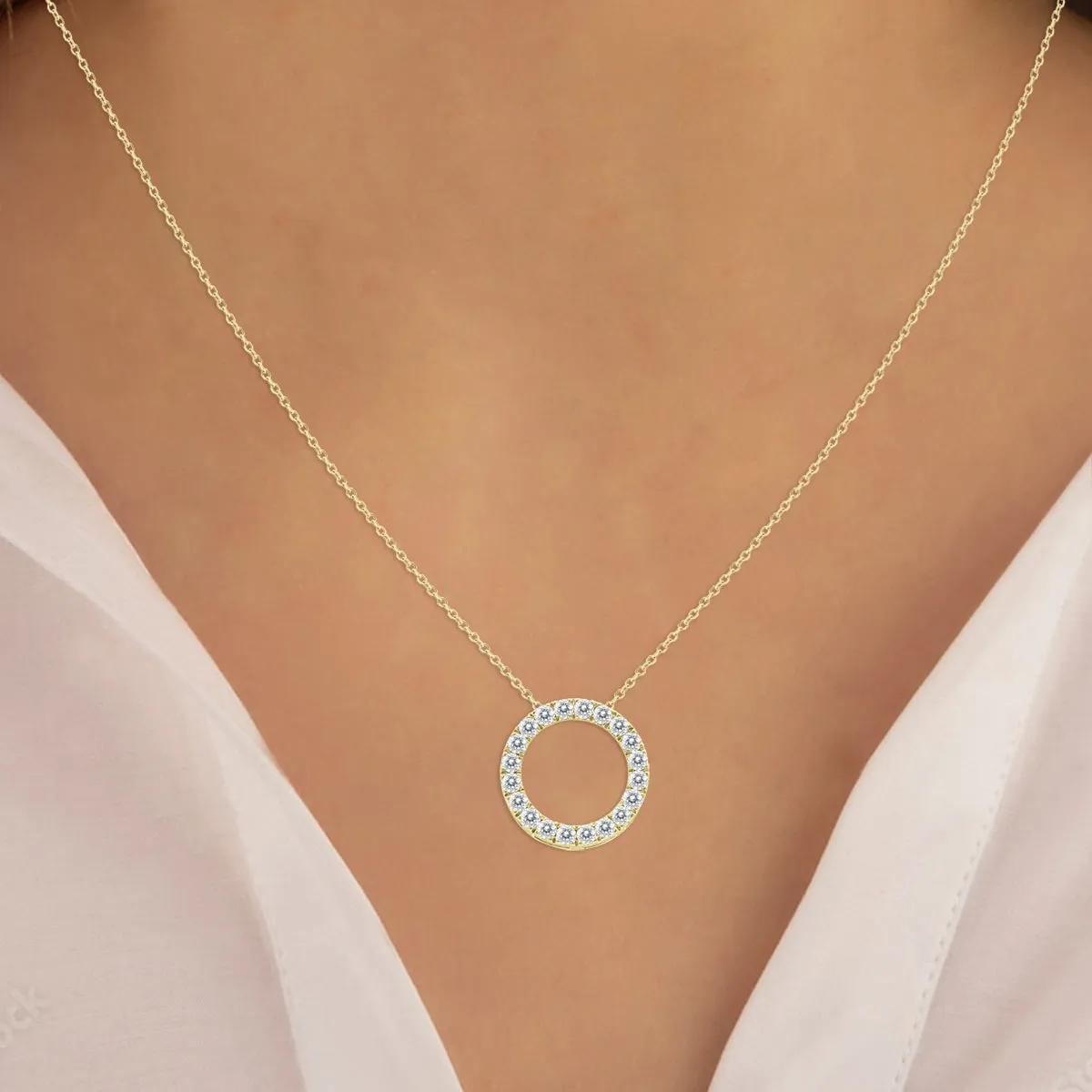 1 1/2 Carat Tw Diamond Circle Pendant In 10K Yellow Gold