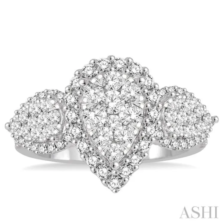 1 1/3 Ctw Diamond Lovebright Ring in 14K White Gold