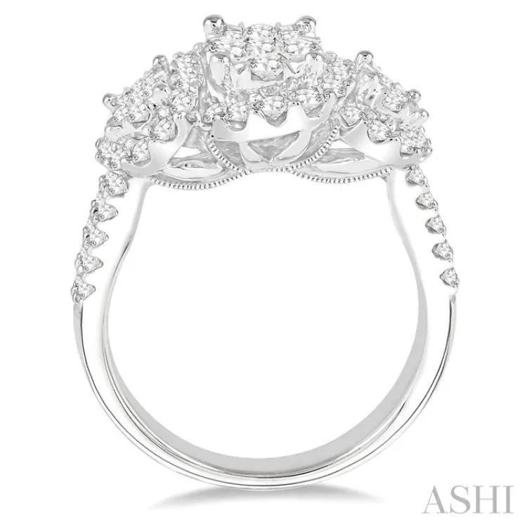 1 1/3 Ctw Diamond Lovebright Ring in 14K White Gold