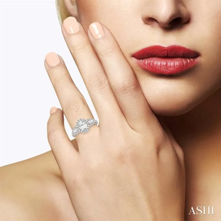 1 Ctw Diamond Semi-mount Engagement Ring in 14K White Gold