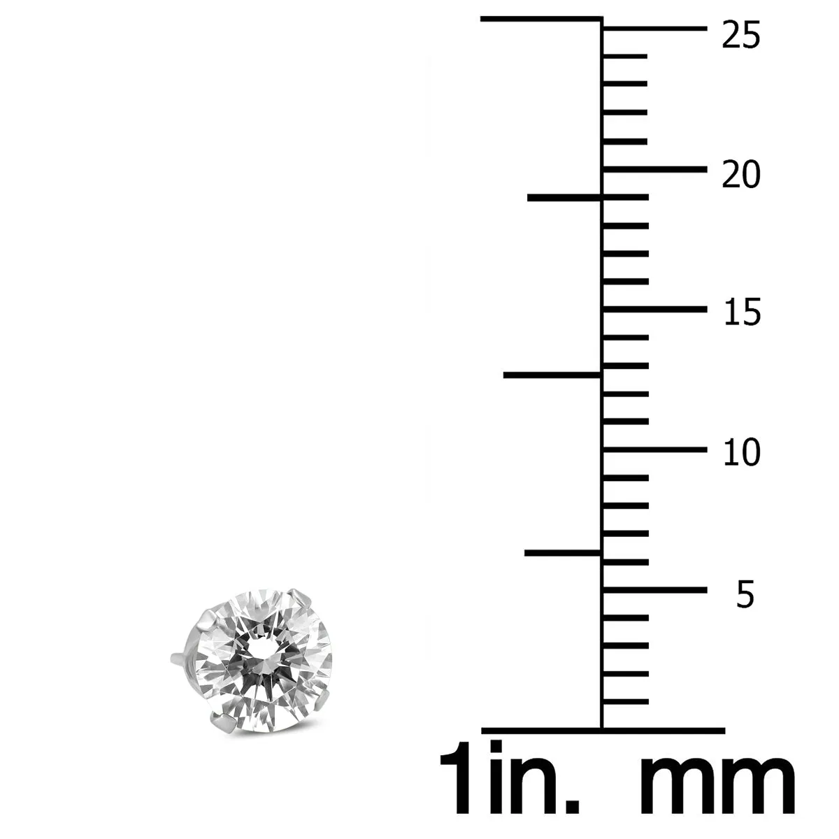 1 Ctw Round Solitaire Genuine Diamond Stud Earrings In 14K White Gold