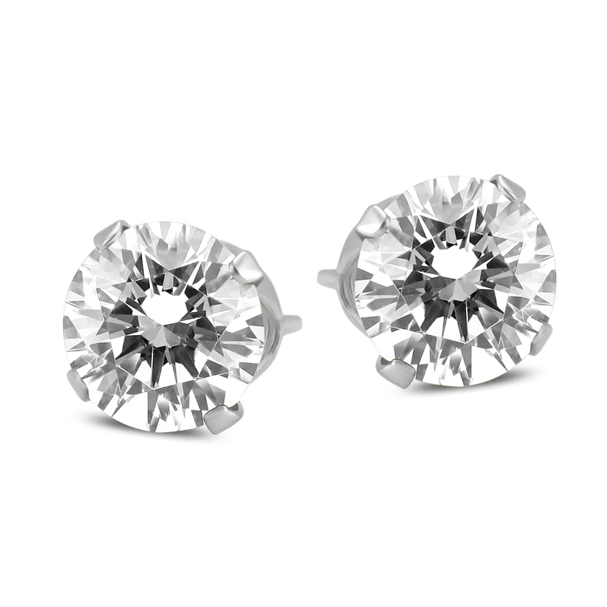 1 Ctw Round Solitaire Genuine Diamond Stud Earrings In 14K White Gold