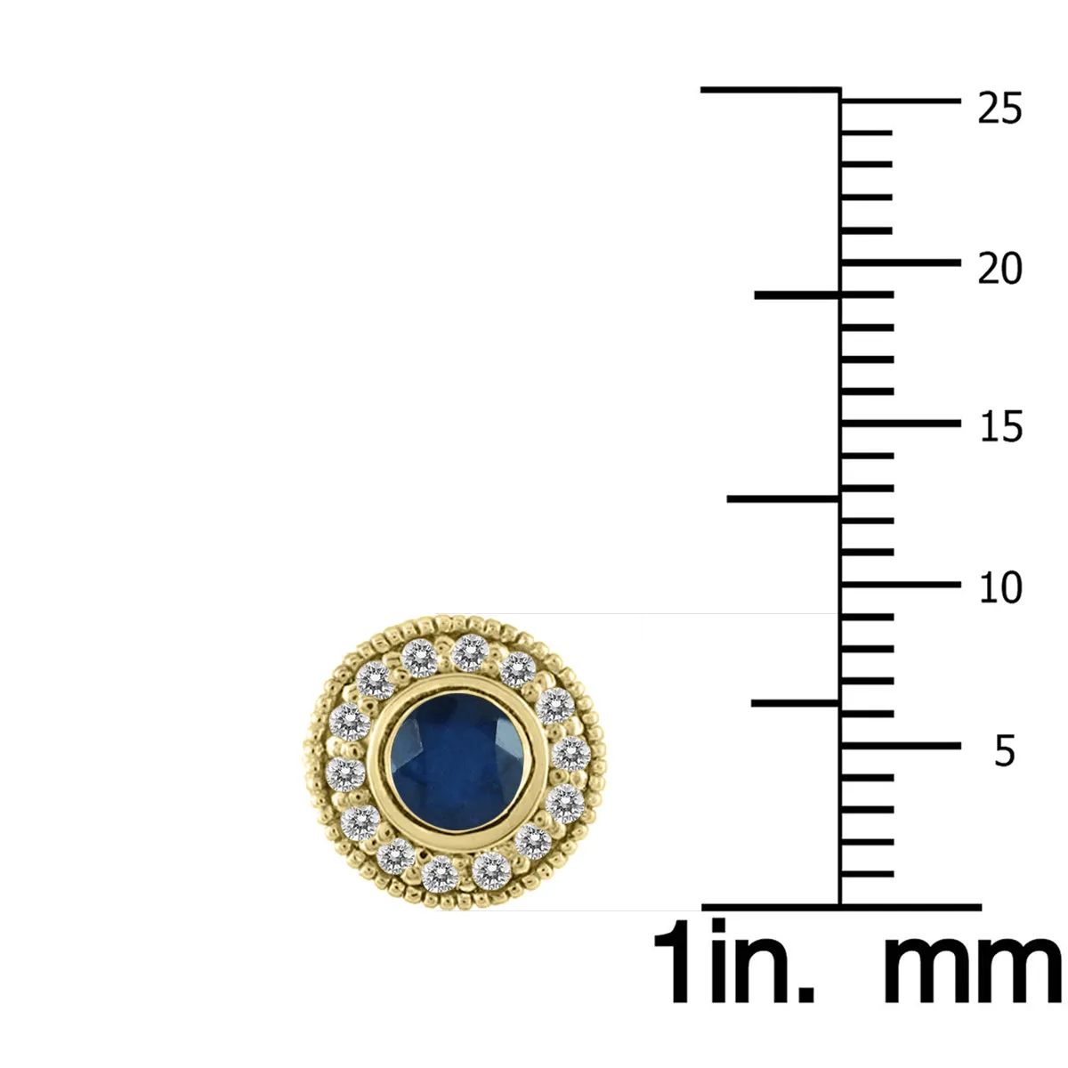 1/2 Carat Tw Sapphire And Diamond Bezel Set Earrings 10K Yellow Gold