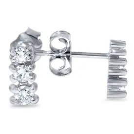 1/4ct TW Three Stone Real Diamond Women's Earrings Solid 14K White Gold