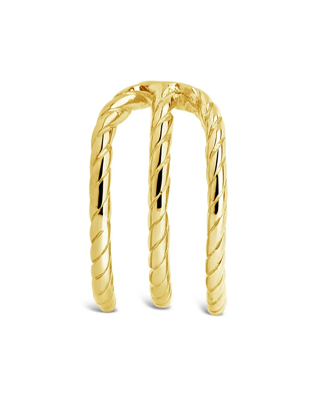 14K Gold Braided Triple Row Ear Cuff Earring