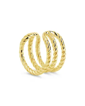 14K Gold Braided Triple Row Ear Cuff Earring