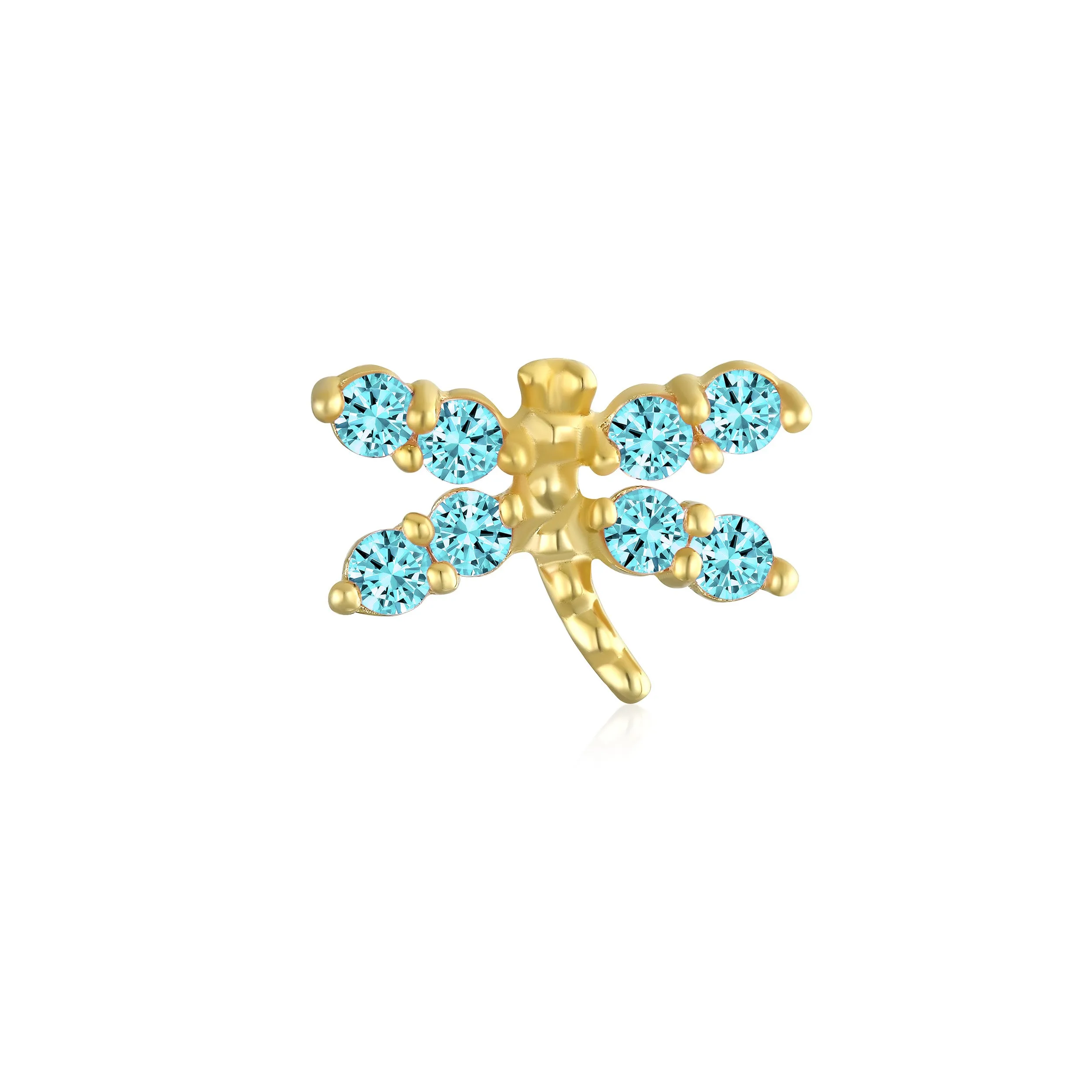 14K Gold Garden Dragonfly Ladybug Butterfly Owl Bird Stud Earrings Ear Lobe