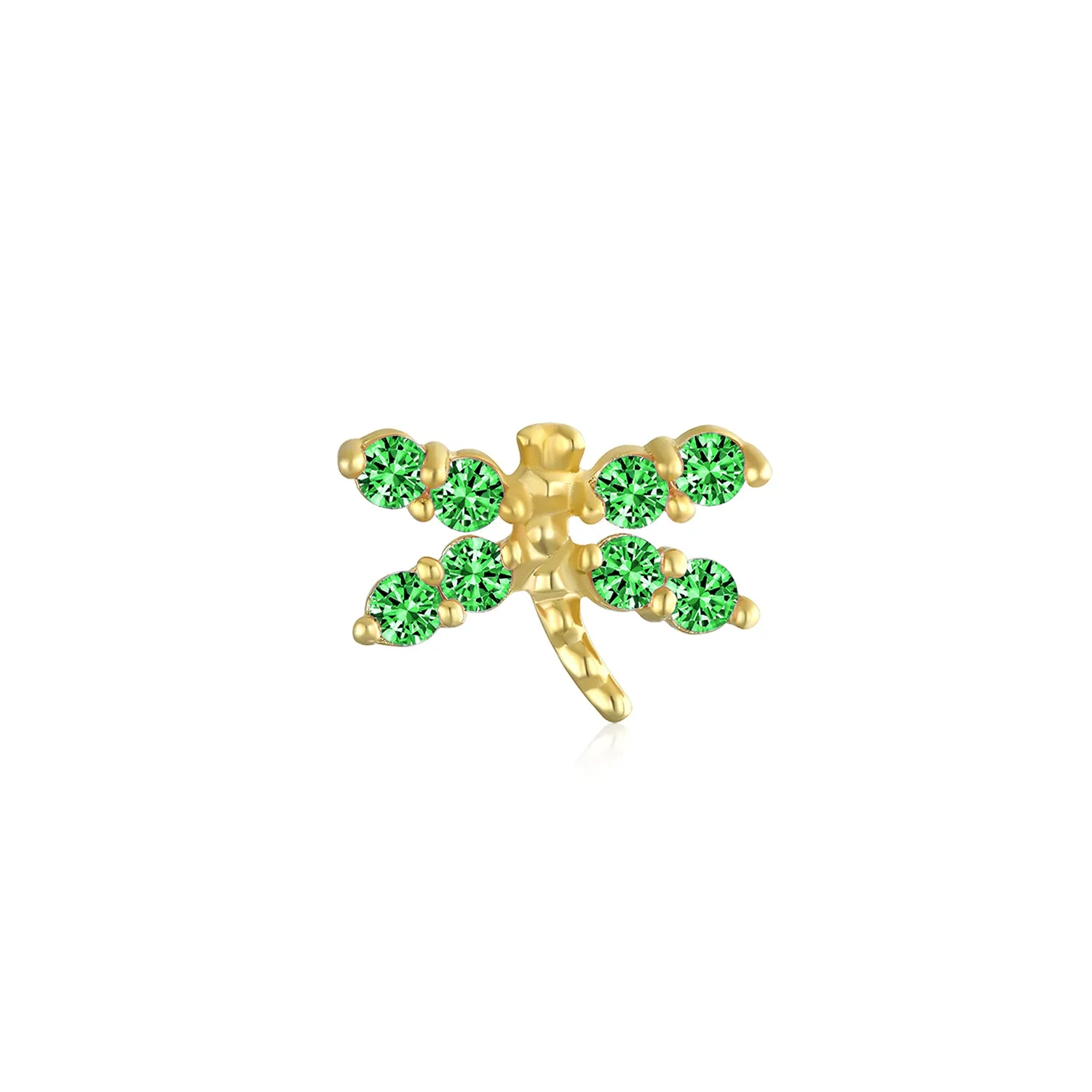 14K Gold Garden Dragonfly Ladybug Butterfly Owl Bird Stud Earrings Ear Lobe