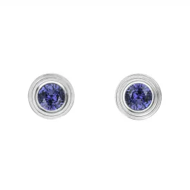 14K White Gold Sapphire Birthstone Stud Earrings