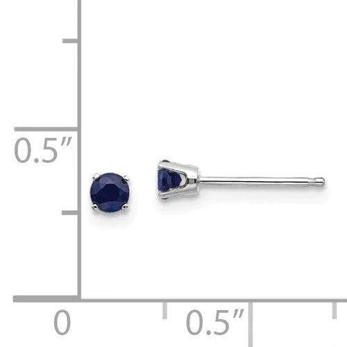 14KT GOLD 0.38 CTW ROUND BLUE SAPPHIRE STUD EARRINGS