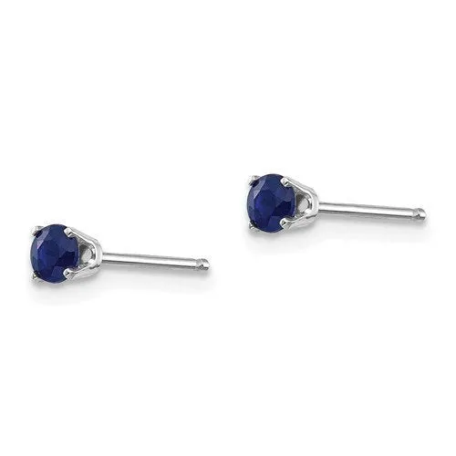 14KT GOLD 0.38 CTW ROUND BLUE SAPPHIRE STUD EARRINGS
