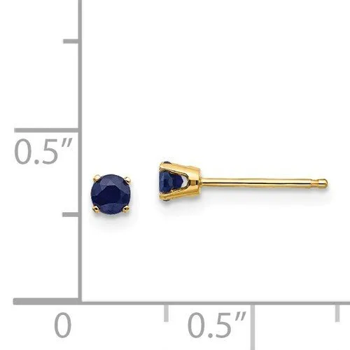 14KT GOLD 0.38 CTW ROUND BLUE SAPPHIRE STUD EARRINGS