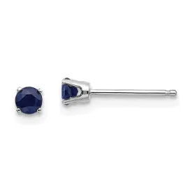 14KT GOLD 0.38 CTW ROUND BLUE SAPPHIRE STUD EARRINGS