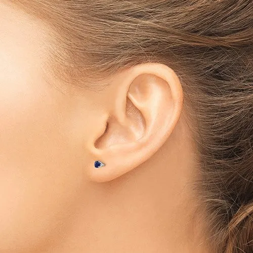 14KT GOLD 0.38 CTW ROUND BLUE SAPPHIRE STUD EARRINGS