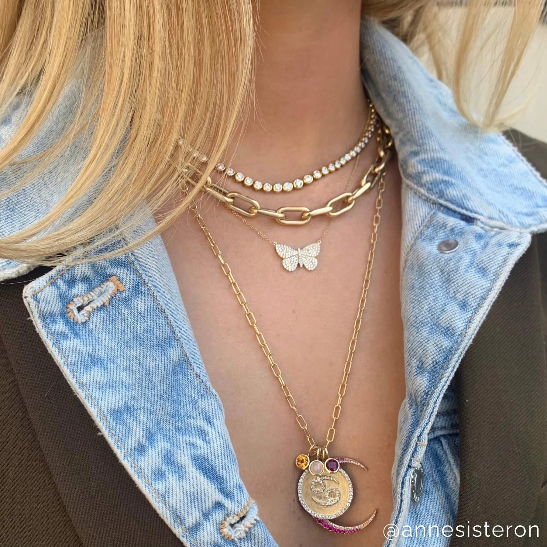 14KT Yellow Gold Luxe Pave Diamond Butterfly Necklace