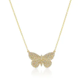 14KT Yellow Gold Luxe Pave Diamond Butterfly Necklace
