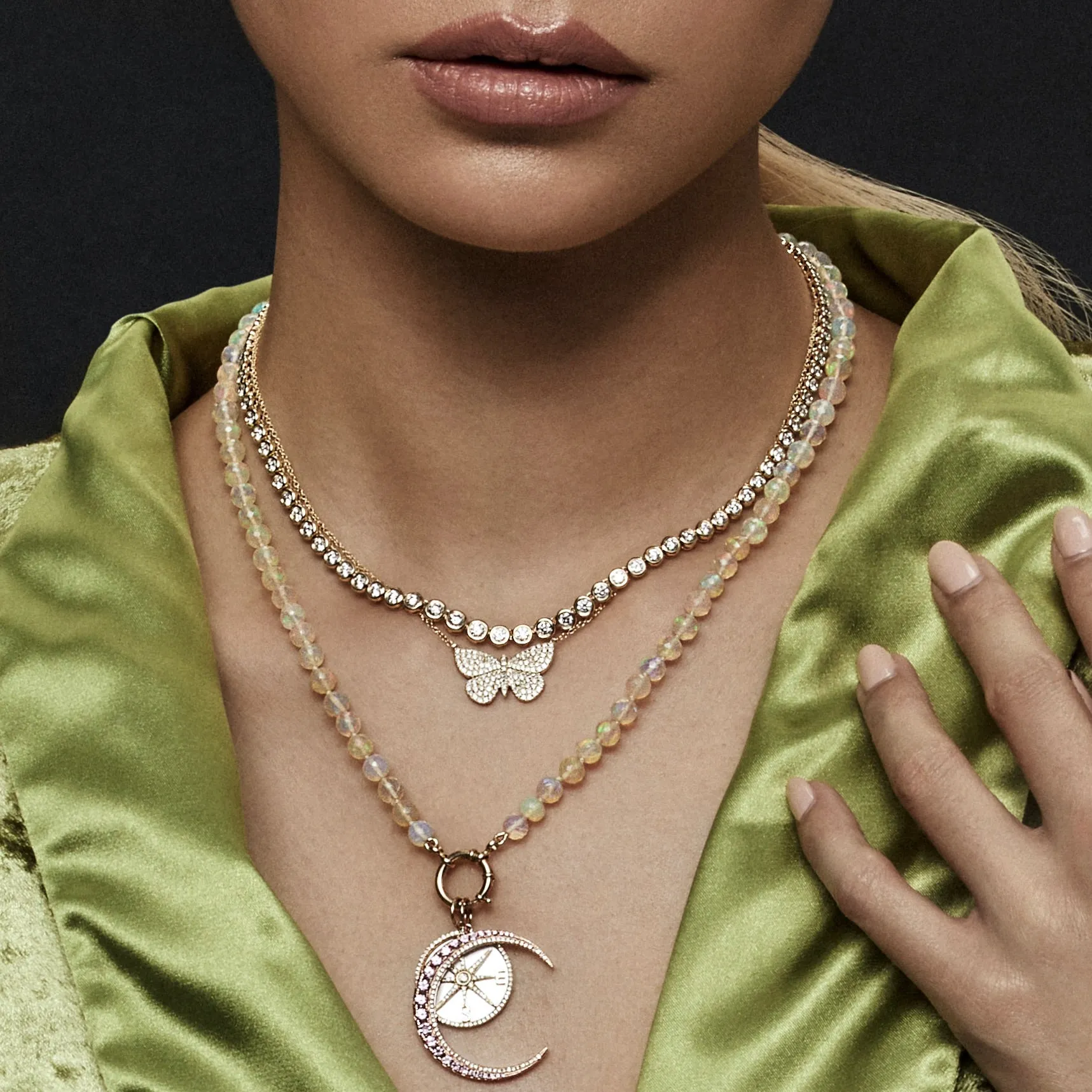 14KT Yellow Gold Luxe Pave Diamond Butterfly Necklace