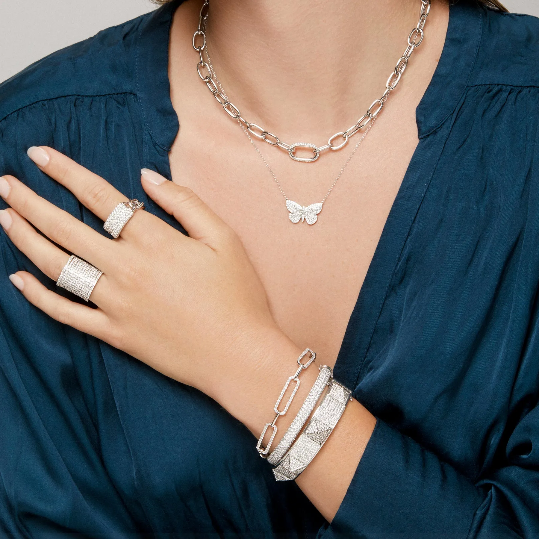 14KT Yellow Gold Luxe Pave Diamond Butterfly Necklace