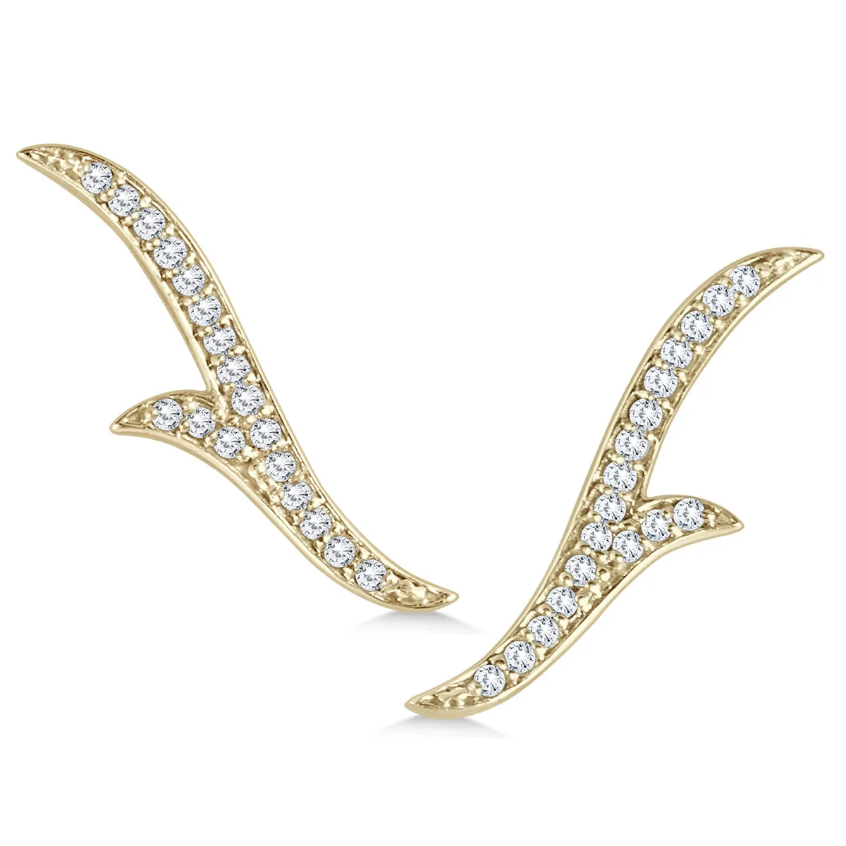1/5 Ctw Genuine Diamond Leaf Climber Earrings In 14K Yellow Gold