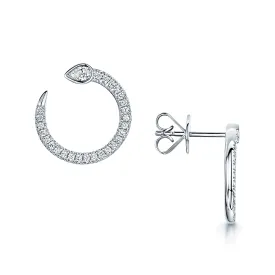 18ct White Gold Pear Cut Diamond Open Pave set Swirl Stud Earrings