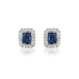18ct White Gold with Diamonds and Sapphire Earrings - MM8F41W-18DS