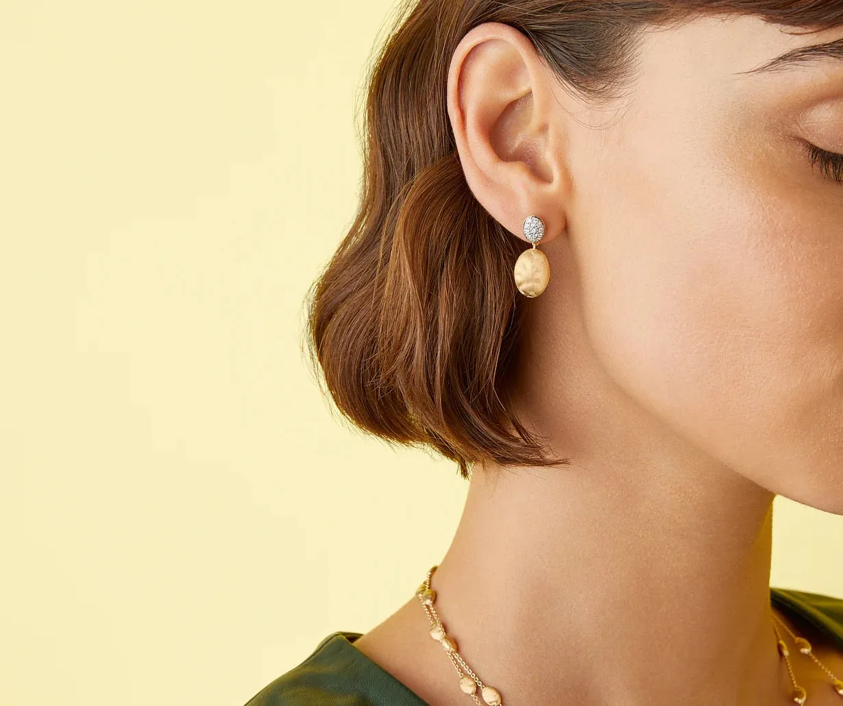 18K YELLOW GOLD & DIAMOND MEDIUM DROP EARRINGS FROM THE SIVIGLIA COLLECTION