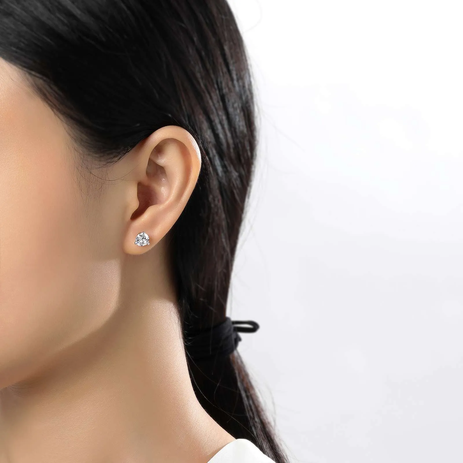 2 CTW 3 Prong Martini Stud Earrings