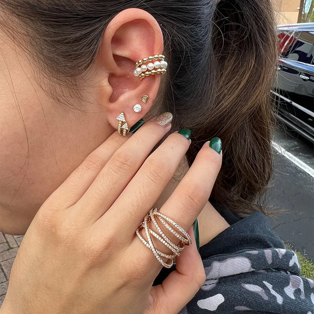 3 Lines Pearl Cuff Earring