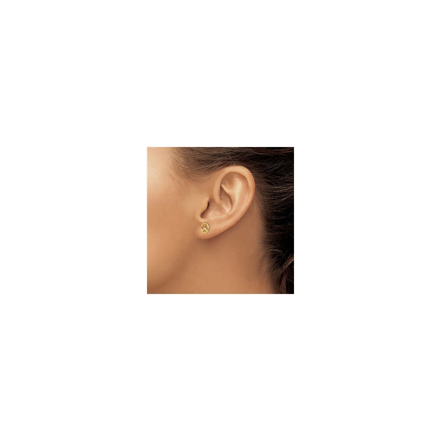 3D Peace Sign Stud Earrings (14K)