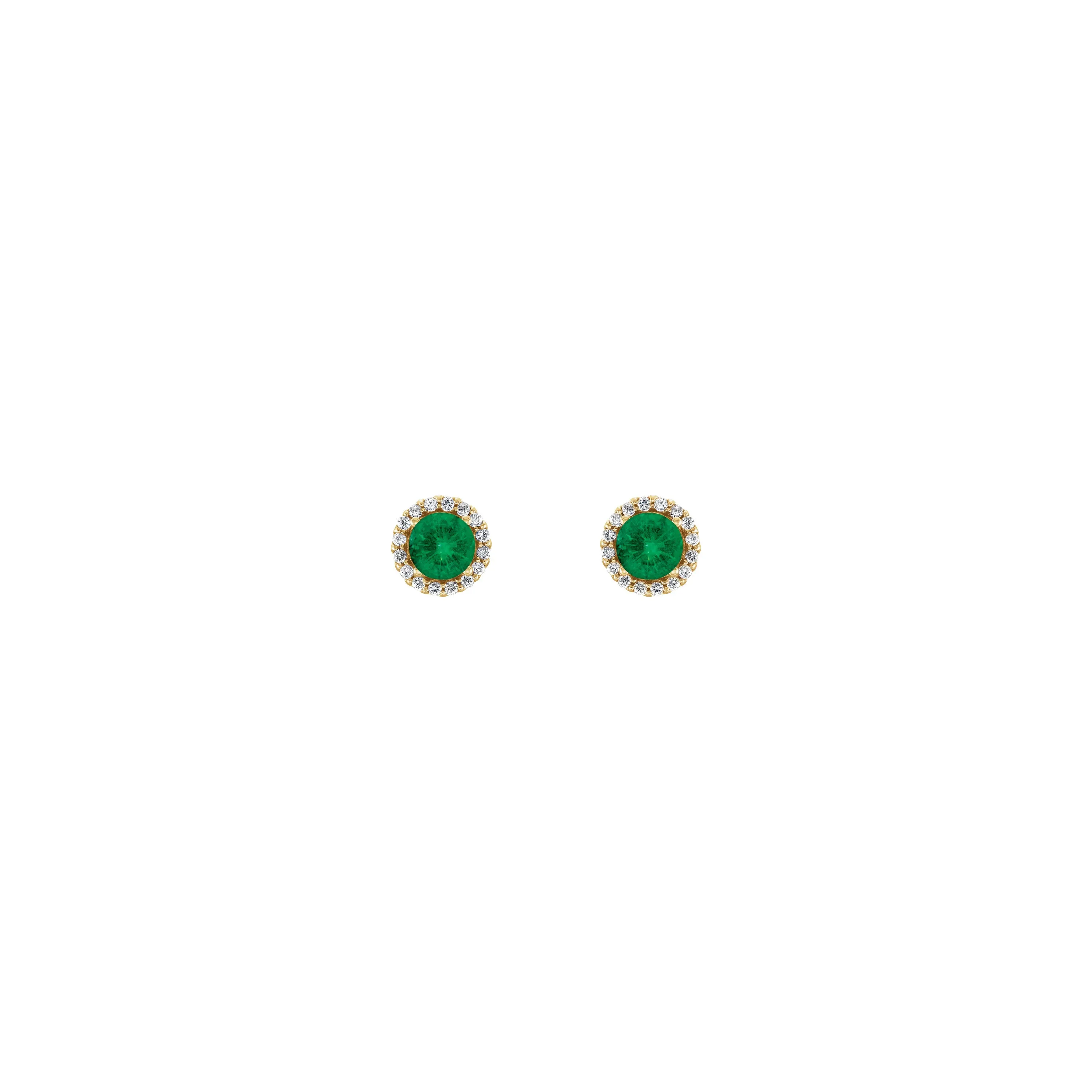 5 mm Round Emerald and Diamond Halo Stud Earrings