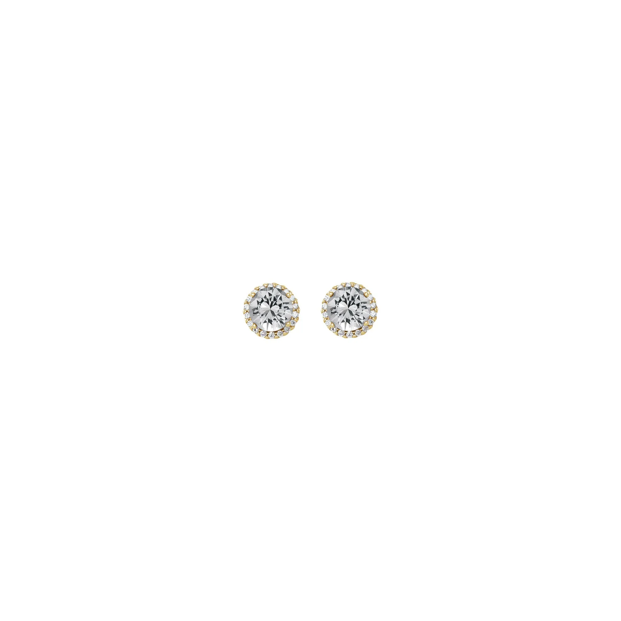 5 mm Round White Diamond Halo Stud Earrings