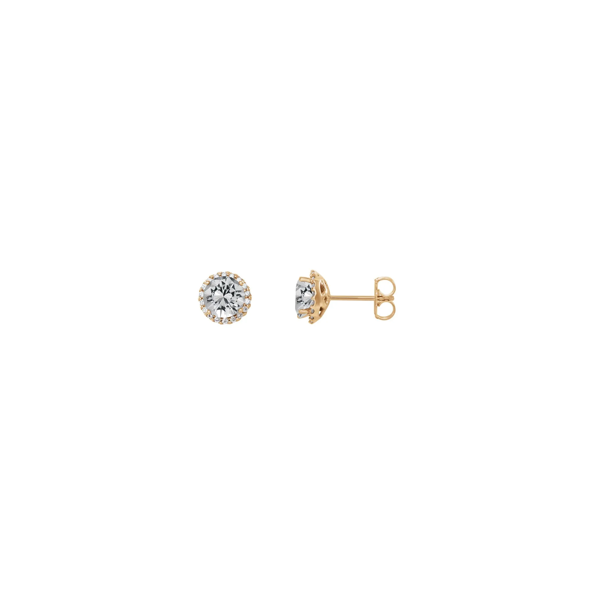 5 mm Round White Diamond Halo Stud Earrings