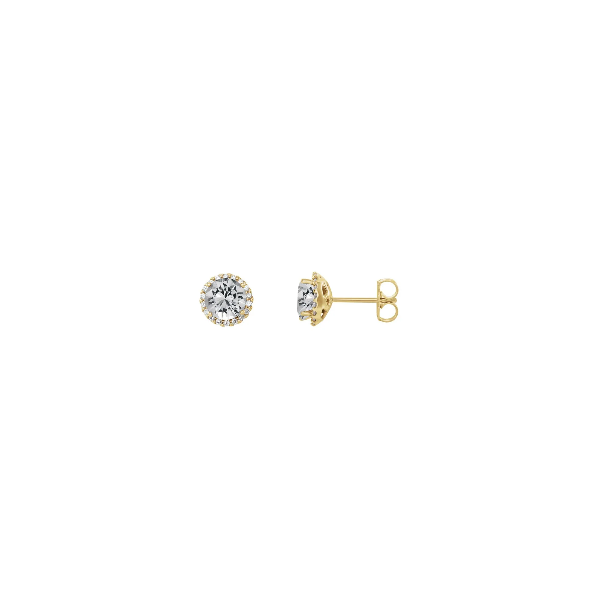 5 mm Round White Diamond Halo Stud Earrings