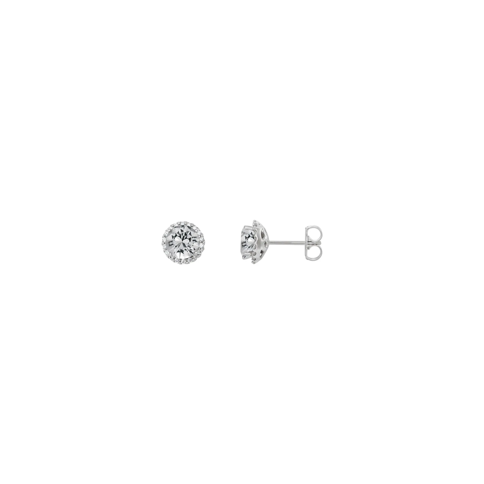 5 mm Round White Diamond Halo Stud Earrings