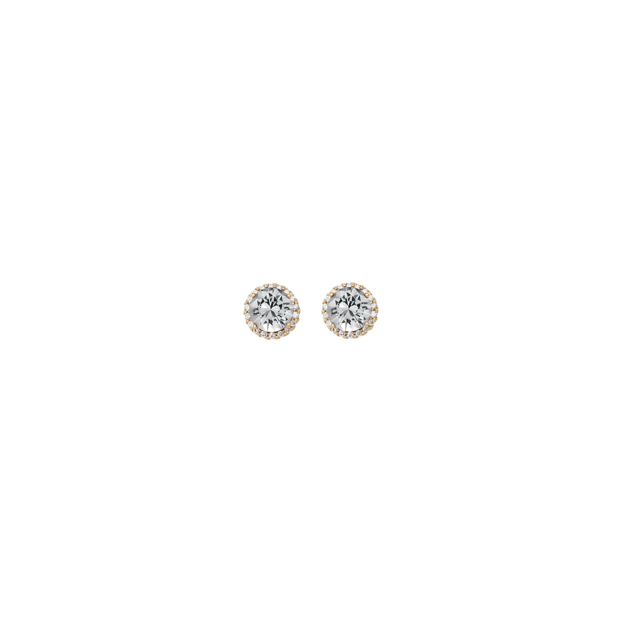 5 mm Round White Diamond Halo Stud Earrings