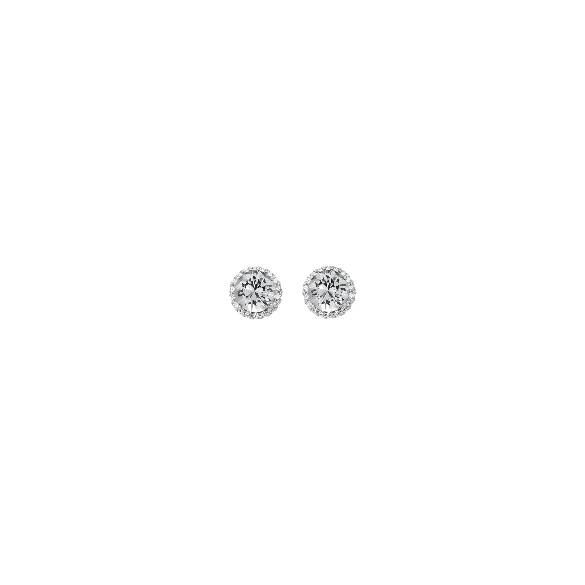 5 mm Round White Diamond Halo Stud Earrings