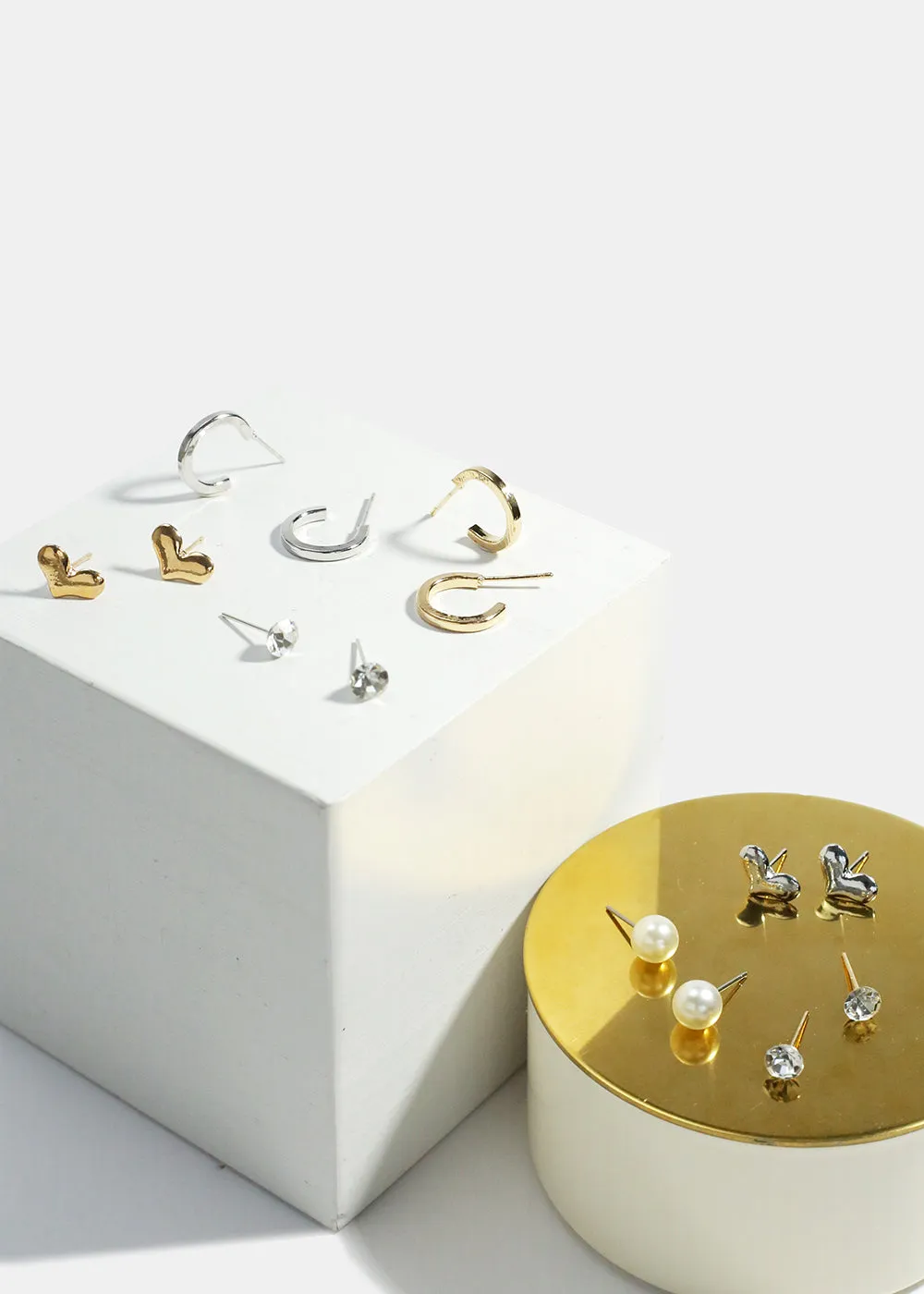 6-Pair Hoop & Stud Earrings Set