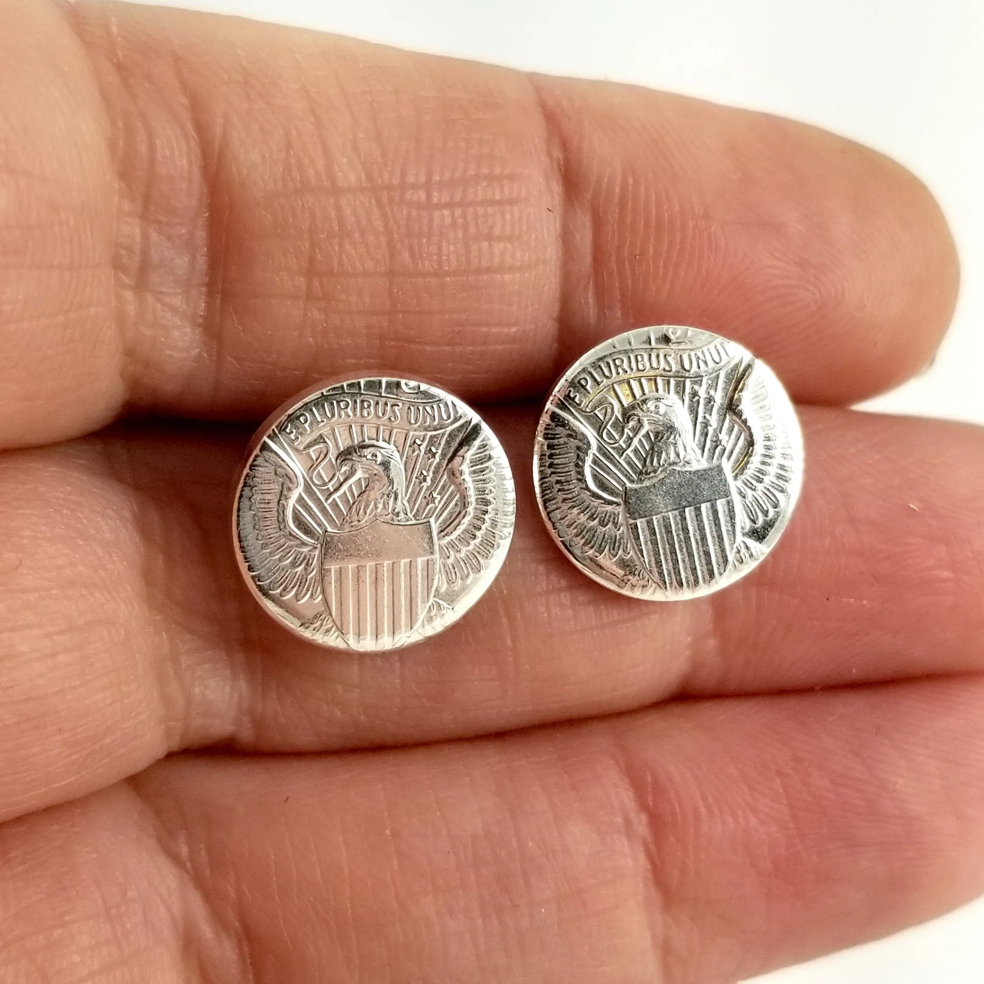 90% Silver JFK Half Dollar Punch Out Stud Earrings