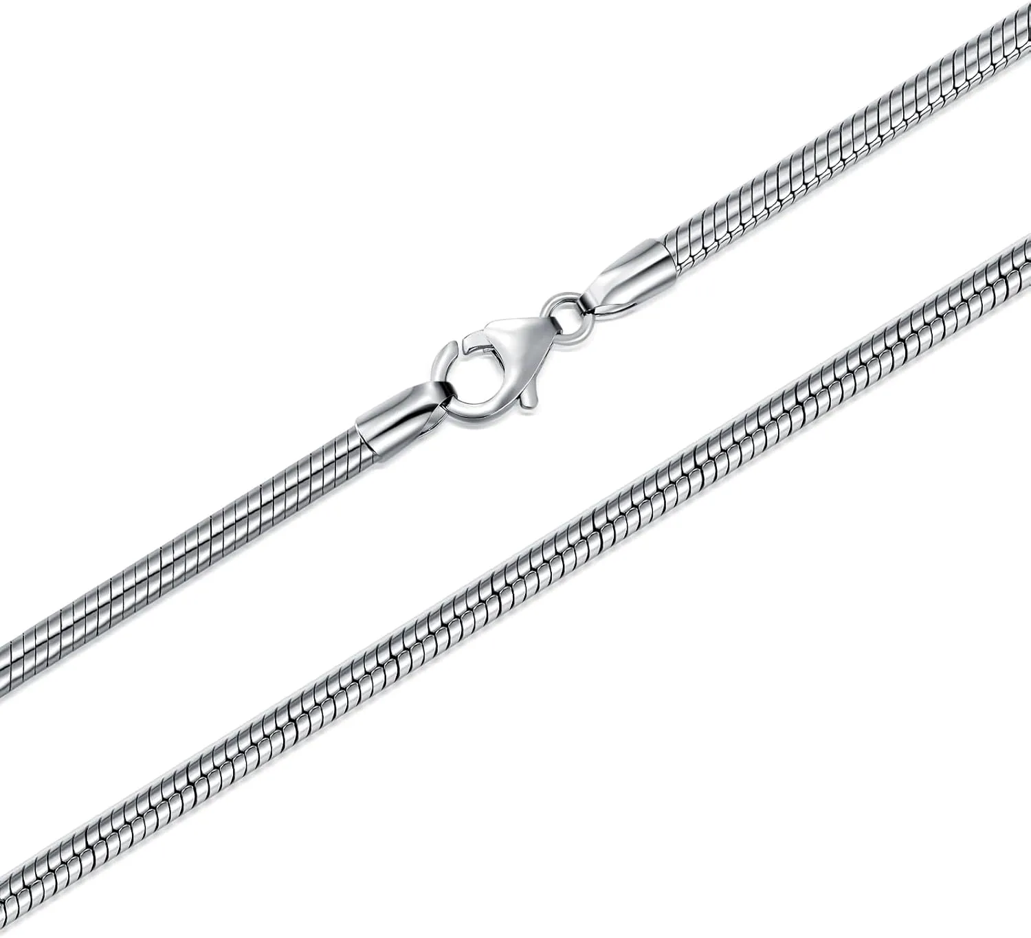925 Sterling Silver Snake Chain 1MM 1.5MM 2MM 3MM Round Flexible Italian Snake Chain Necklace for Women Men 18, 20, 22, 24, 26 Inch