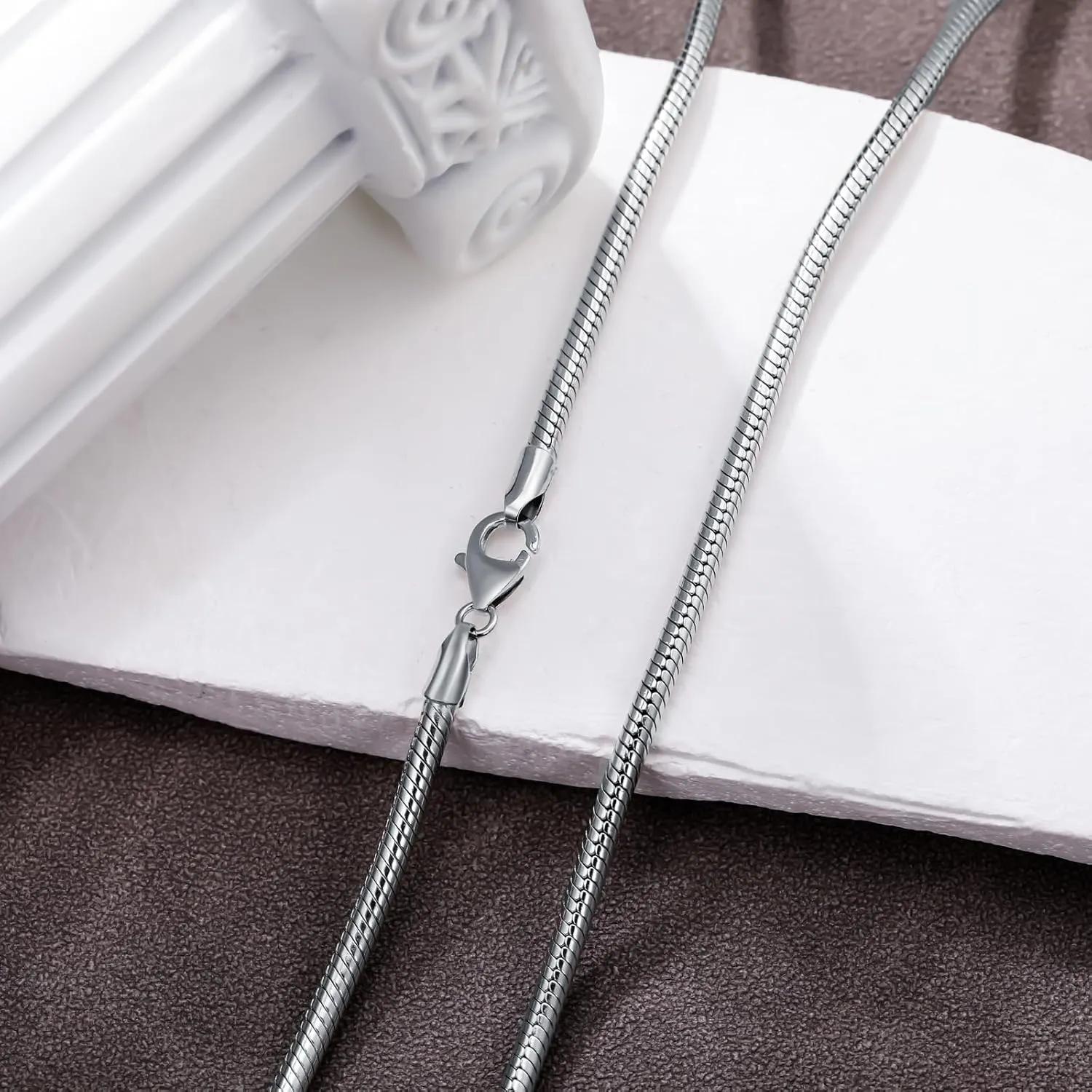 925 Sterling Silver Snake Chain 1MM 1.5MM 2MM 3MM Round Flexible Italian Snake Chain Necklace for Women Men 18, 20, 22, 24, 26 Inch
