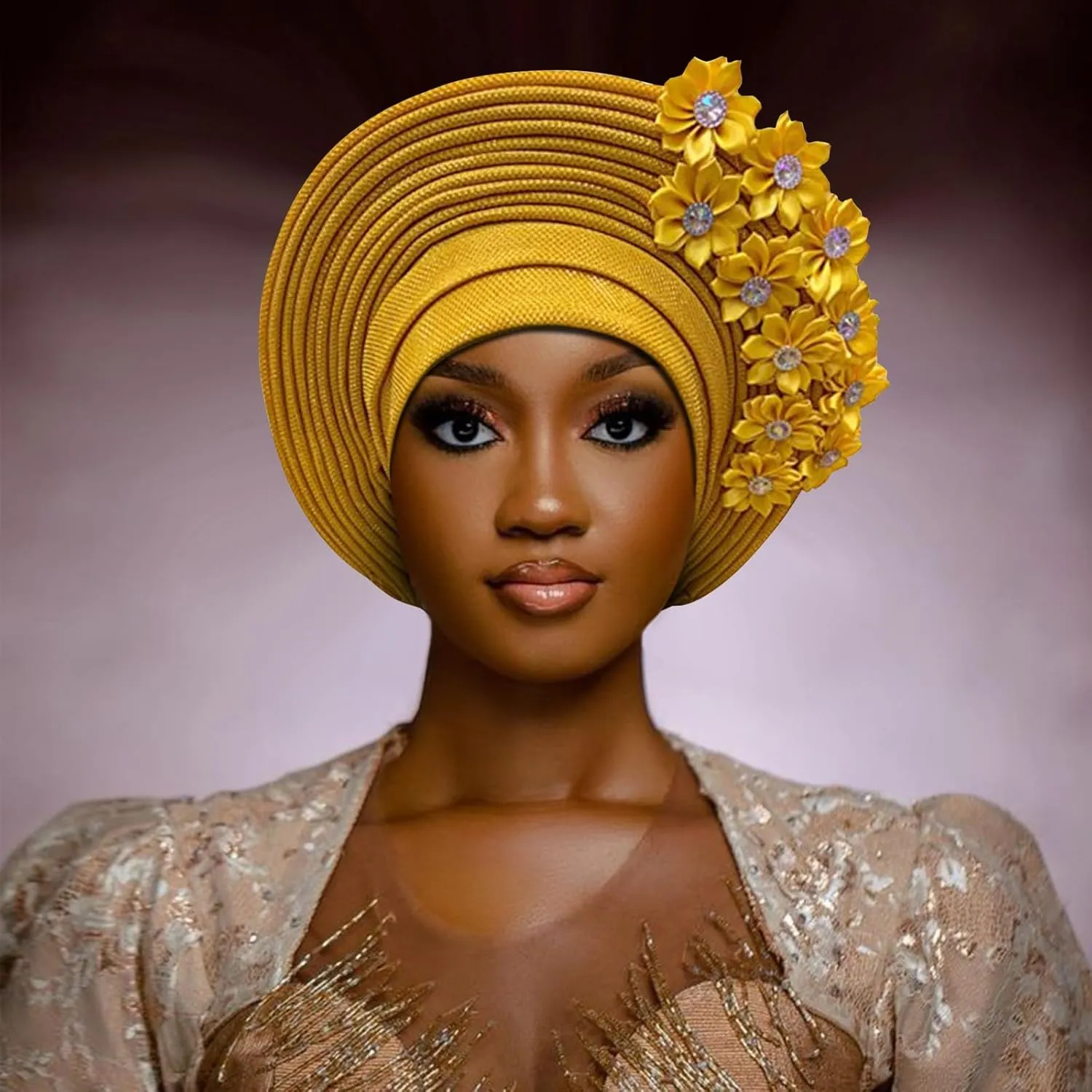 African Head Tie of Nigeria Headwraps Hat Turban Wedding Party Handmade Elegant Hair Wear Cap for Women