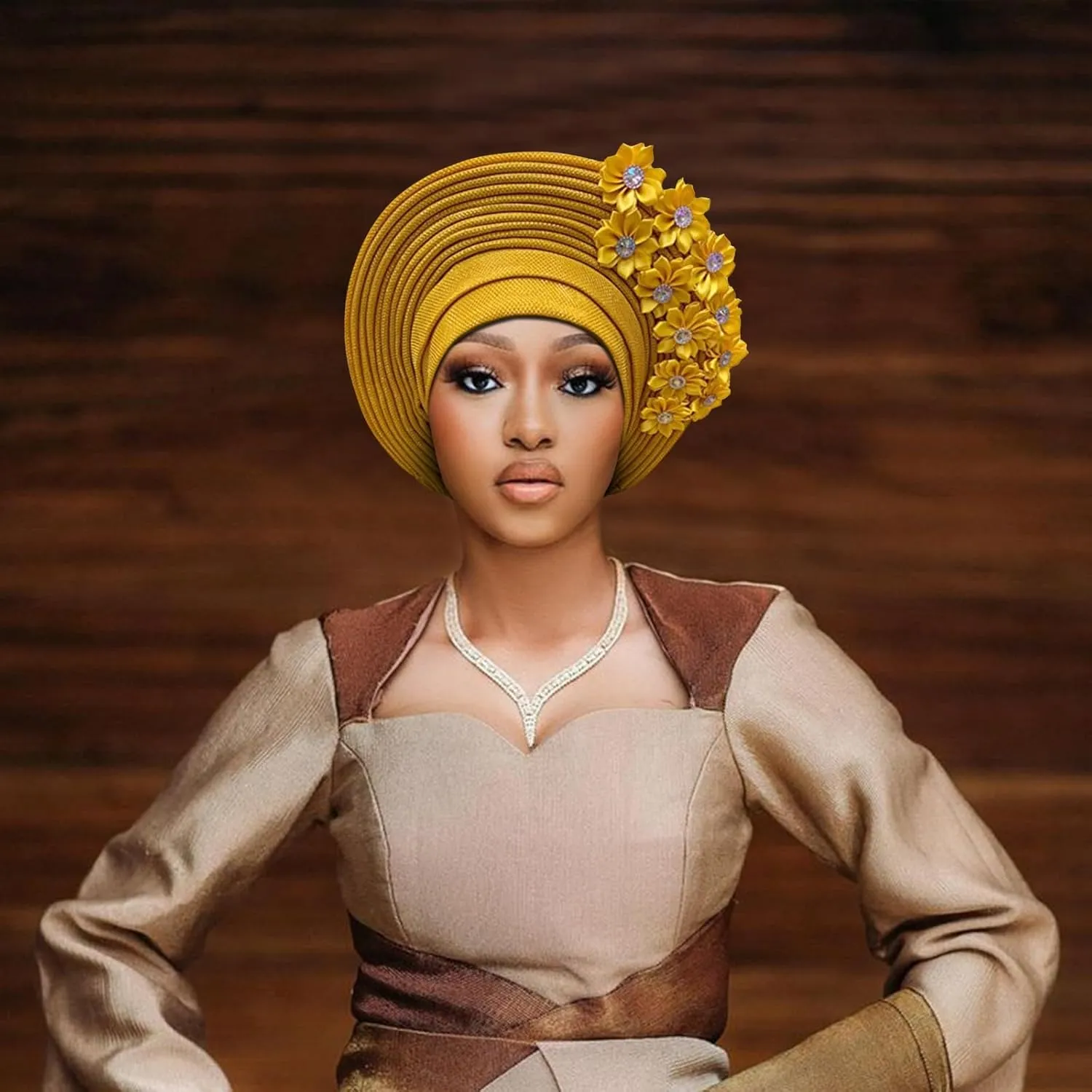 African Head Tie of Nigeria Headwraps Hat Turban Wedding Party Handmade Elegant Hair Wear Cap for Women