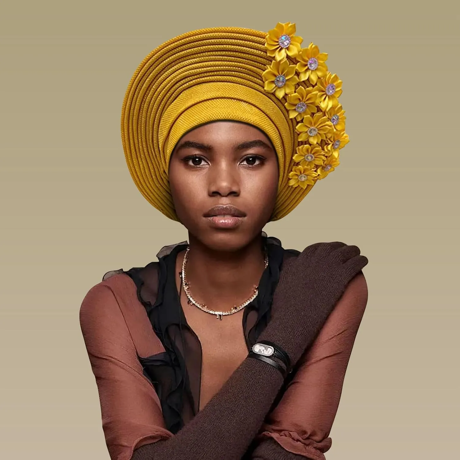 African Head Tie of Nigeria Headwraps Hat Turban Wedding Party Handmade Elegant Hair Wear Cap for Women