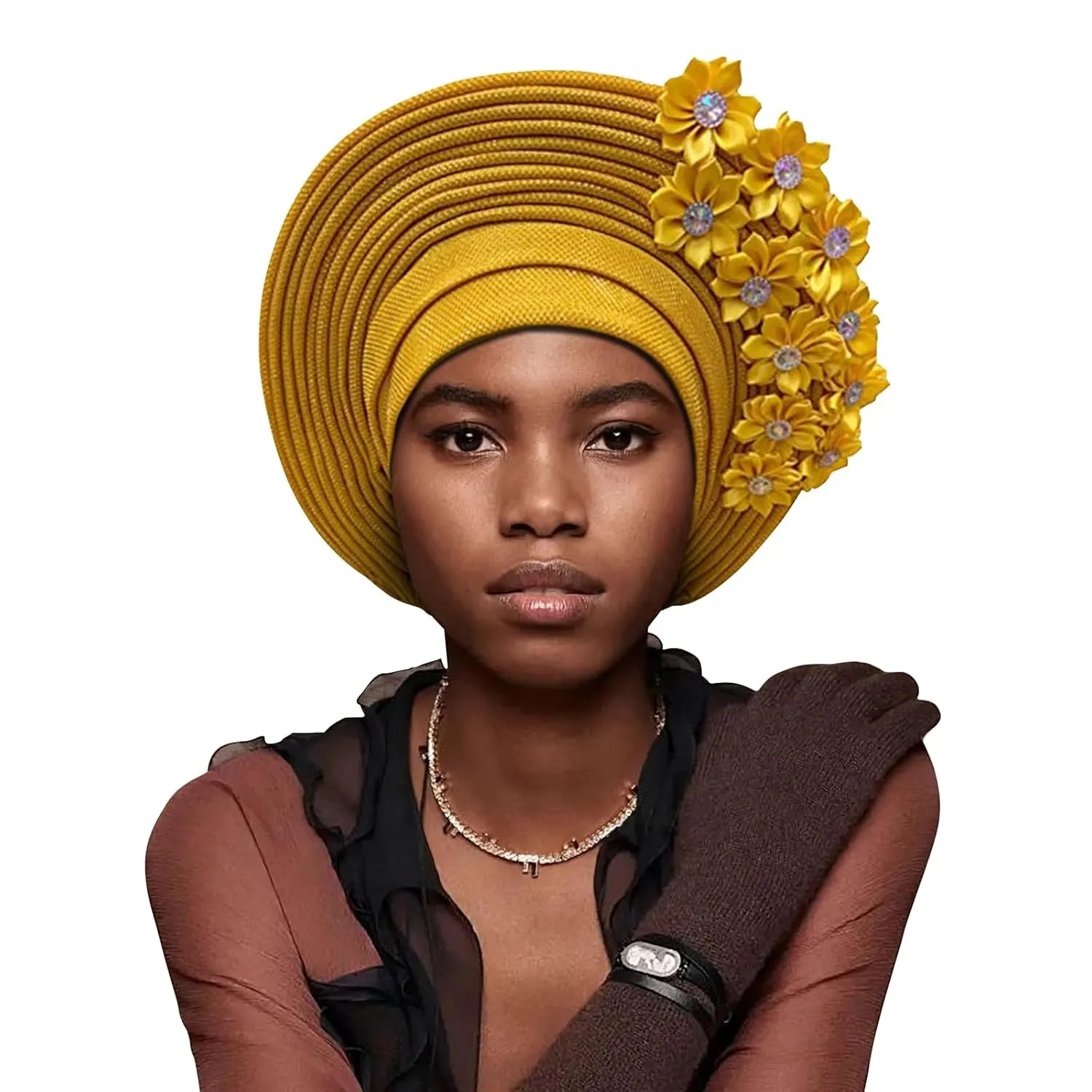 African Head Tie of Nigeria Headwraps Hat Turban Wedding Party Handmade Elegant Hair Wear Cap for Women