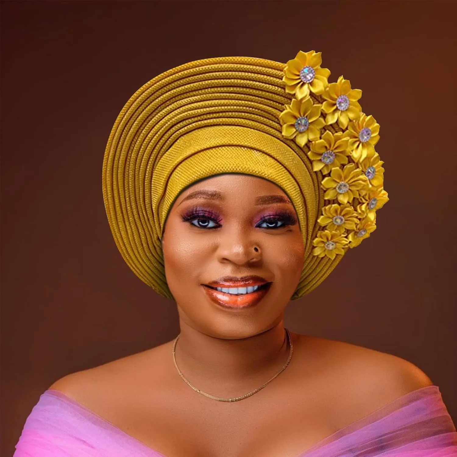 African Head Tie of Nigeria Headwraps Hat Turban Wedding Party Handmade Elegant Hair Wear Cap for Women