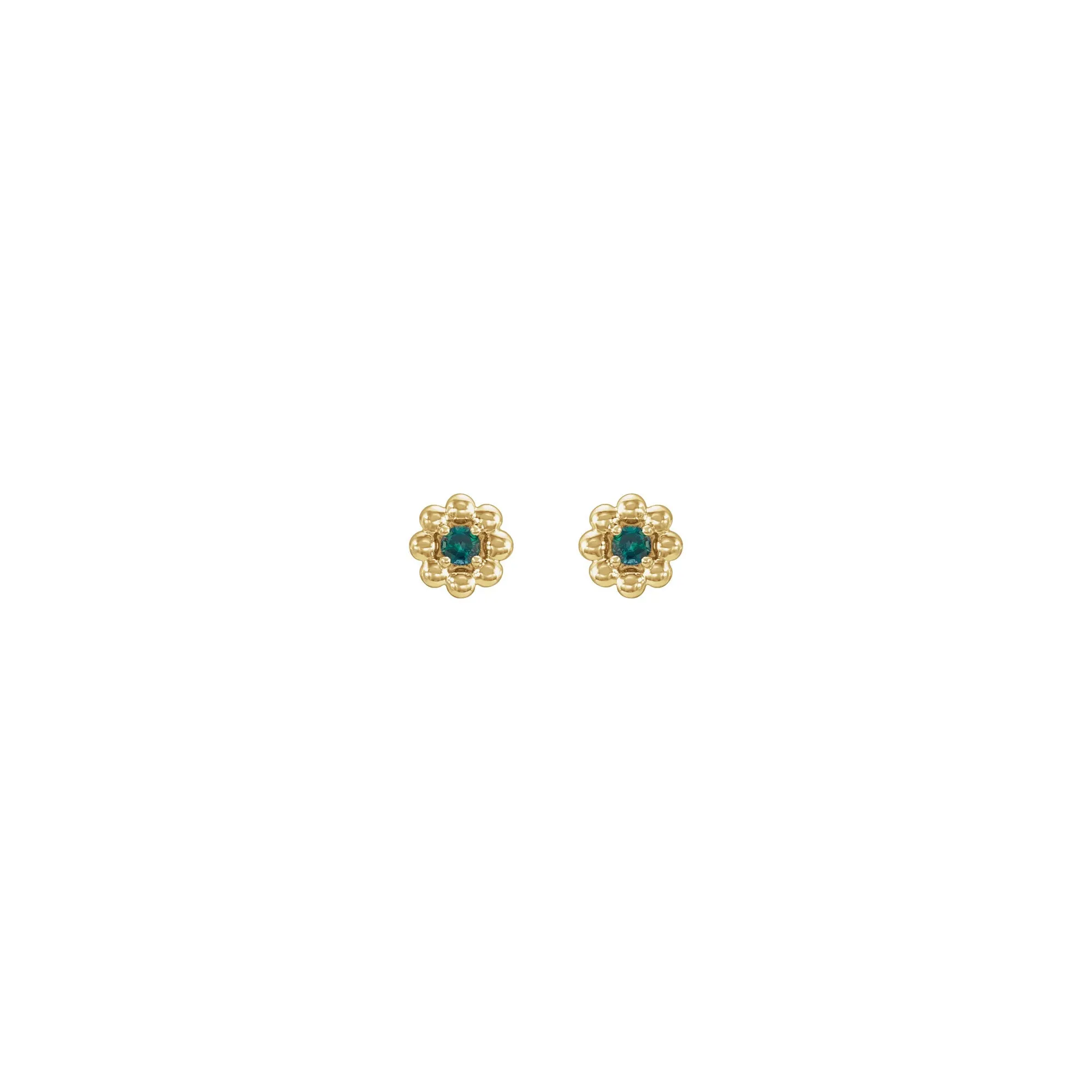 Alexandrite Petite Flower Stud Earrings